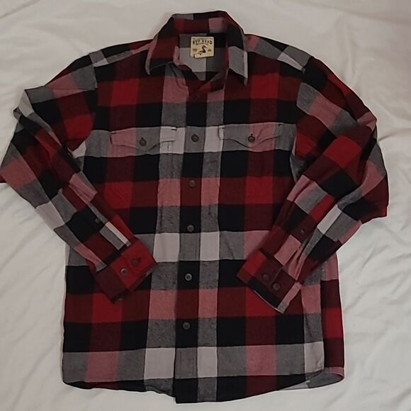 RedHead Black Red Flannel Shirt Button Down Mens Sz S Shacket Cotton - Picture 1 of 9